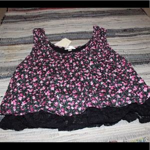 Floral Crop Top with lace underlay